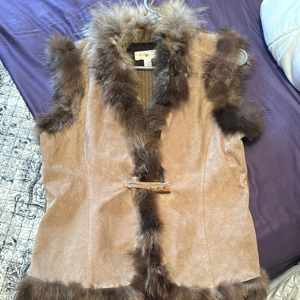 Bebe Tan Faux Fur Vest